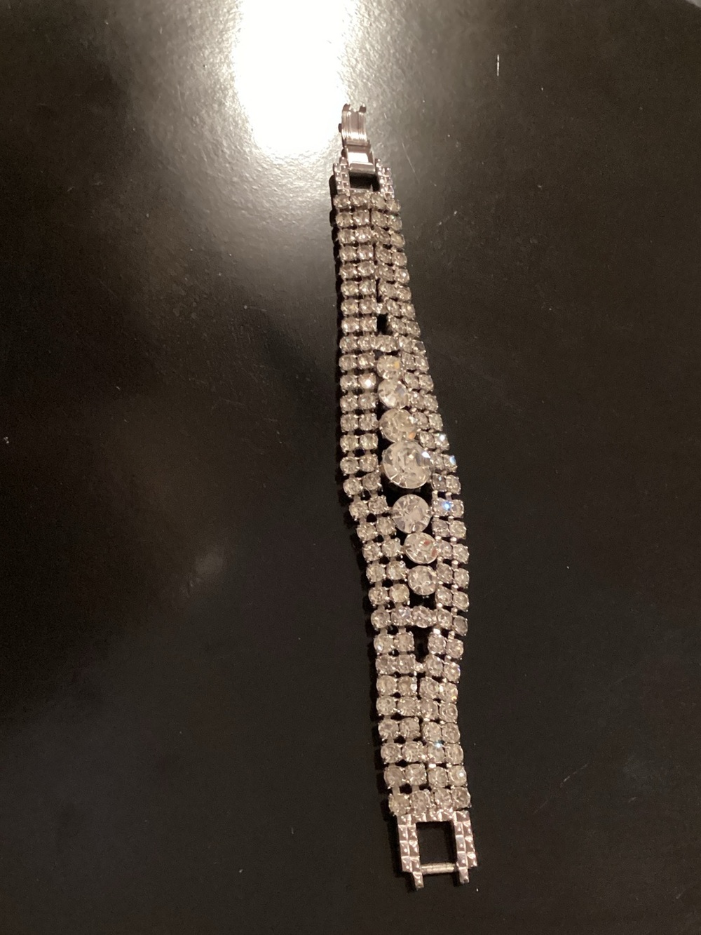 Crystal Rhinestone Tennis Bracelet - Silver Tone